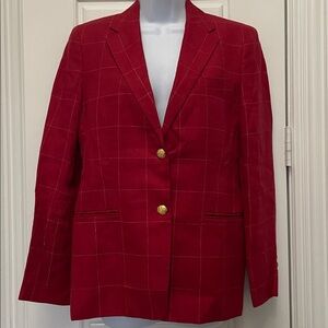 Lauren Ralph Lauren Crimson Blazer with Gold Buttons, 100% Linen Blazer.